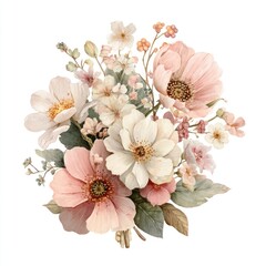 Naklejka premium Delicate floral watercolor bouquet illustration.