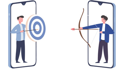 Remarketing or behavioral retargeting in digital advertising, online ads that will follow target audience across all using devices,