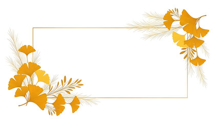 Golden ginkgo leaves and branches frame empty space