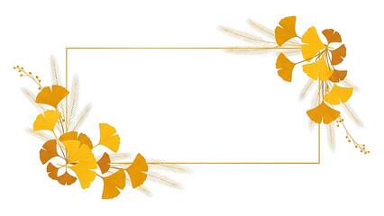Golden Ginkgo Leaves and Feathery Stems Border leaf