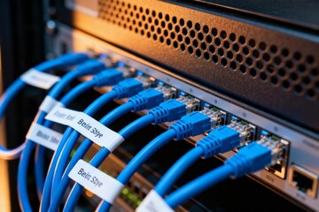 Network cables connected to server