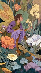 Naklejka premium Fairycore fairy colorful mythical mobile wallpaper