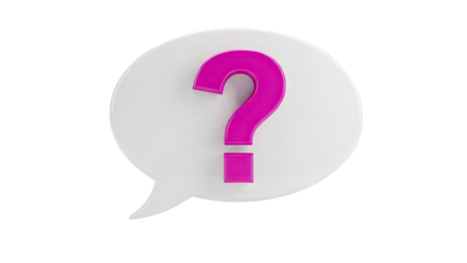 Pink Question Mark in White Speech Bubble