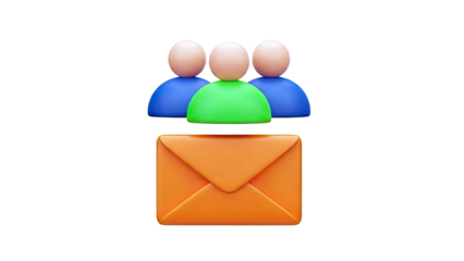 3D Icons: Group of People and Orange Envelope