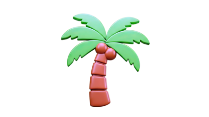 3D Cartoon Palm Tree with Coconuts