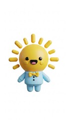 Fototapeta premium Cartoon sun character illustration on white background