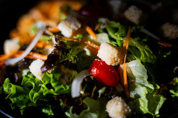 Cross Up Fried Chicken Salad With Mixed Veggies.