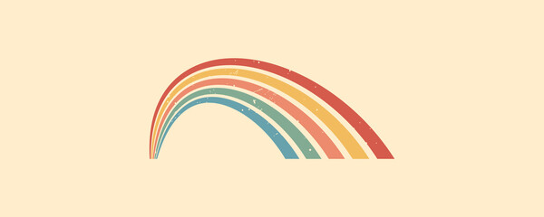 Stripe rainbow groovy. Abstract and vintage poster art with expressive wavy lines. Retro inspired wall decor or prints. Vector illustration.