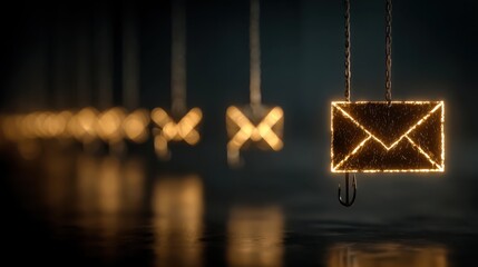 A visualization of a phishing email presented as a glowing, artistic image.