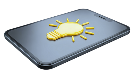 Smartphone with a glowing lightbulb icon