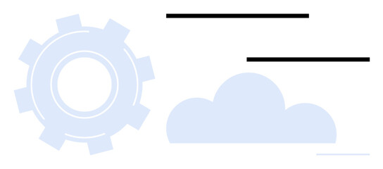 Gear symbol representing system integration paired with a cloud form for data storage and connectivity. Ideal for technology, cloud services, innovation, networking, development, productivity, web