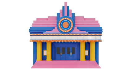 Stylized Art Deco Cinema Facade