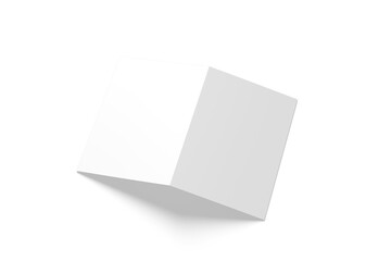 Realistic blank bifold brochure illustration for mockup. 3D Render.