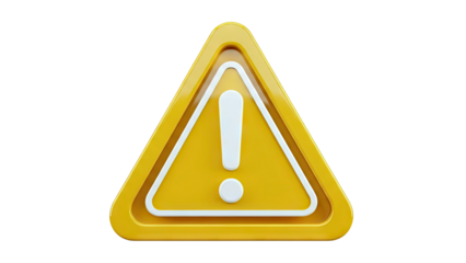 3D Yellow Warning Sign with Exclamation Mark