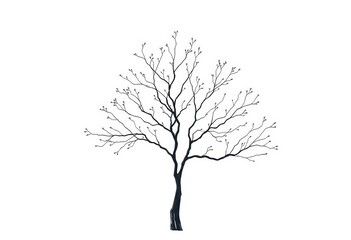 Single, elegant line drawing of a tree with delicate branches reaching up,  clean,  outline