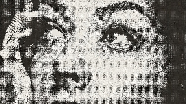 A captivating monochrome portrait of a woman's expressive eyes and face