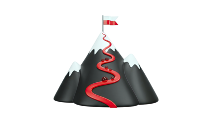 Mountain Peak with Red Path and Polish Flag