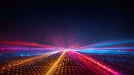 Obraz premium Vibrant abstract background with colorful light trails and glowing particles creating a mesmerizing digital landscape for creative design projects