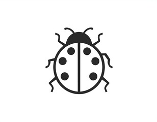 Obraz premium Simplified, symmetrical illustration of a ladybug on a solid white background, with black outlines and markings
