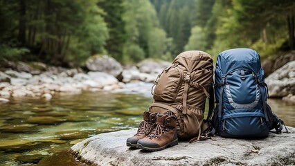 Backpacking Travel Concept in Natural Setting