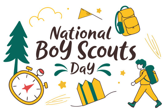 Boy Scouts Day Vector Illustration, Scouting Values and Outdoor Youth Activity Design