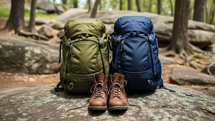 Outdoor Adventure Concept with Travel Backpack