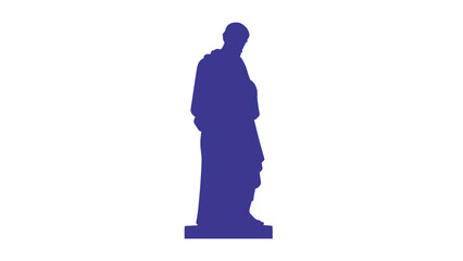 Blue Silhouette of a Standing Statue on White Background