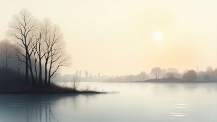 Fototapeta premium Sunrise over calm lake