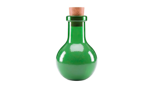 Green Glass Potion Bottle with Cork Stopper