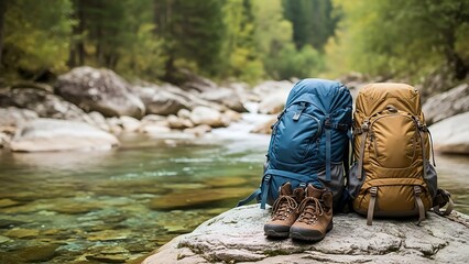 Outdoor Travel Equipment in Natural Environment