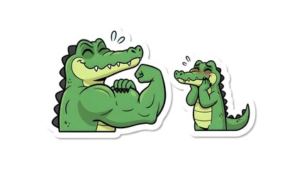 Naklejka premium Happy green cartoon crocodile character with a big smile swimming in water as a cute isolated vector illustration mascot