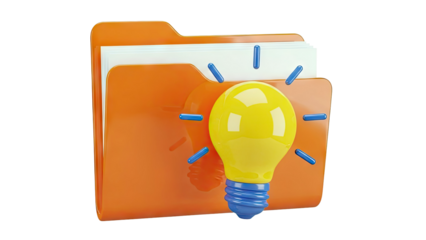 Folder with Light Bulb - Idea and Innovation Symbol