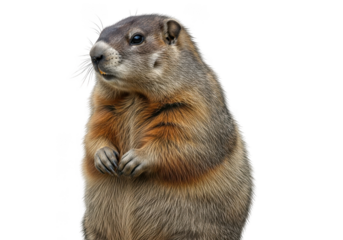 Groundhog standing up isolated on transparent background