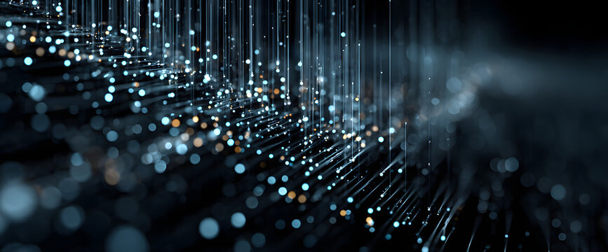 Abstract blue digital background with binary code and data flow lines, a technology concept Generative AI - Powered by Adobe