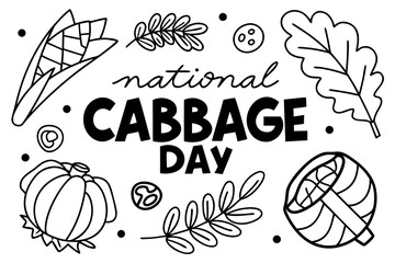 National Cabbage Day Vector Graphic, Farm Fresh Vegetable and Healthy Eating Illustration