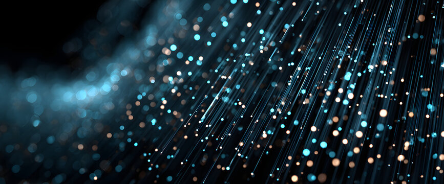 Abstract blue digital background with binary code and data flow lines, a technology concept Generative AI - Powered by Adobe