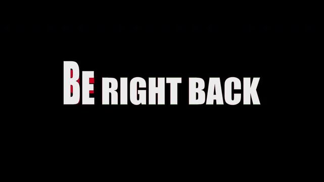 Be right back text animation in RGB colors with wavy echo style