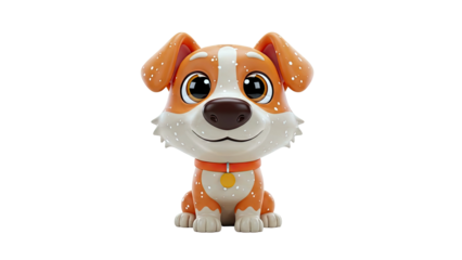 Cute Cartoon Dog with Orange and White Spots