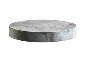 Round cement platform for display of products showcases rough texture on transparent background
