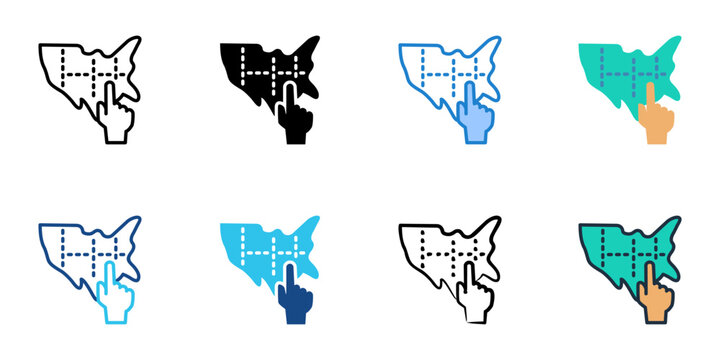 Redistricting icons set multiple style collection. Editable stroke 
