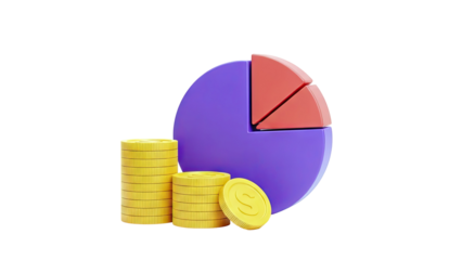 3D Pie Chart and Stacked Coins