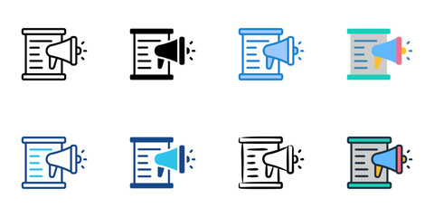 Campaign Strategy icons set multiple style collection. Editable stroke 
