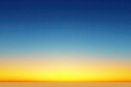 A vibrant, gradient sky transitioning from warm yellow and orange to cool blue