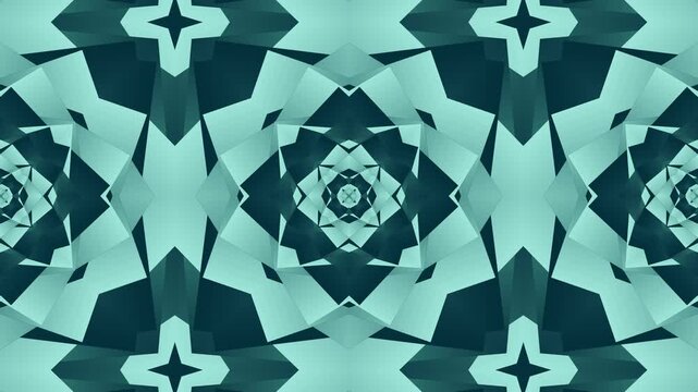 Rotating green kaleidoscope geometric pattern loop animation. hypnotic pulse motion. classic ornamental.