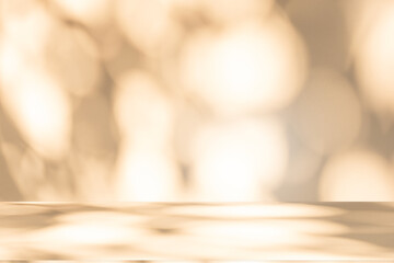 Wall interior autumn background, studio, and backdrops show products. with shadow leaf color beige background for text insertion and presentation of product	