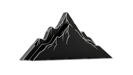Black mountain silhouette with white outline on white background