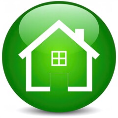 Green house icon in a glossy circle