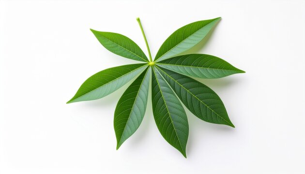 Single Cassava Leaf Isolated for Commercial Design