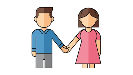 Obraz premium Illustration of a man and woman holding hands in a friendly gesture