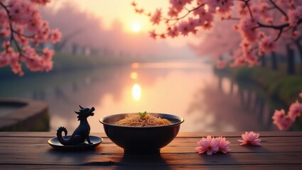 Sunset dinner by the lake